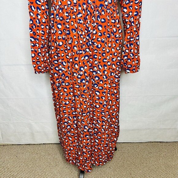 NWOT Graceatwood The Drop Fire Red Animal Print Tie Neck Dress Sz M - Picture 9 of 11